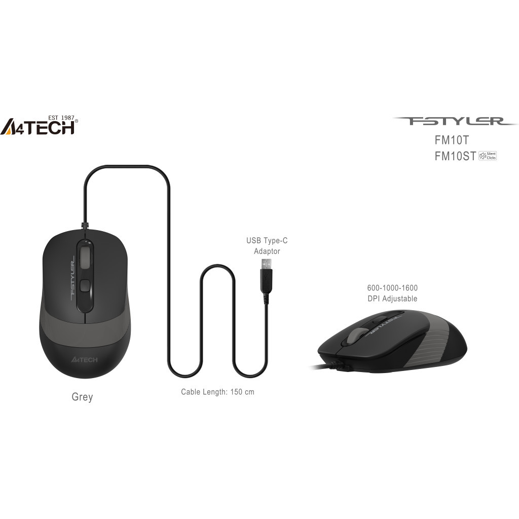 Мишка A4Tech FM10T USB Grey (4711421990066) - зображення 8