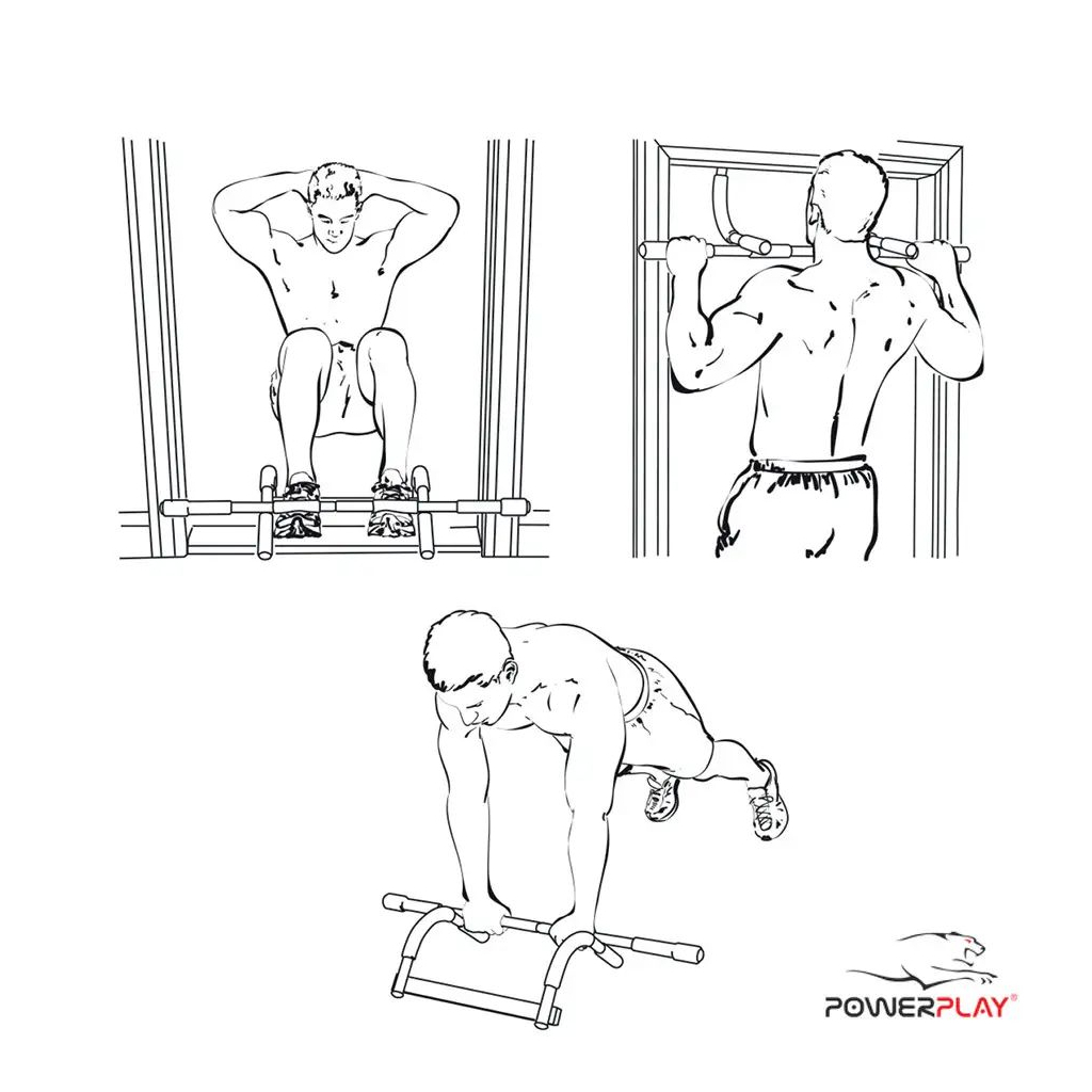 Турнік PowerPlay 4129 Pull Up Pro Black дверний багатофункціональний (PP_4129) - зображення 5