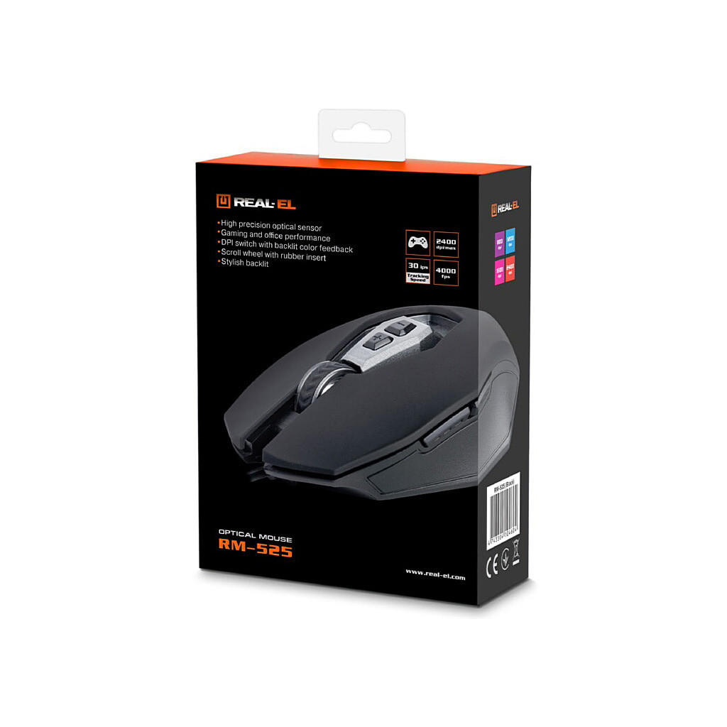 Мишка REAL-EL RM-525 USB Black (EL123200029) - изображение 5