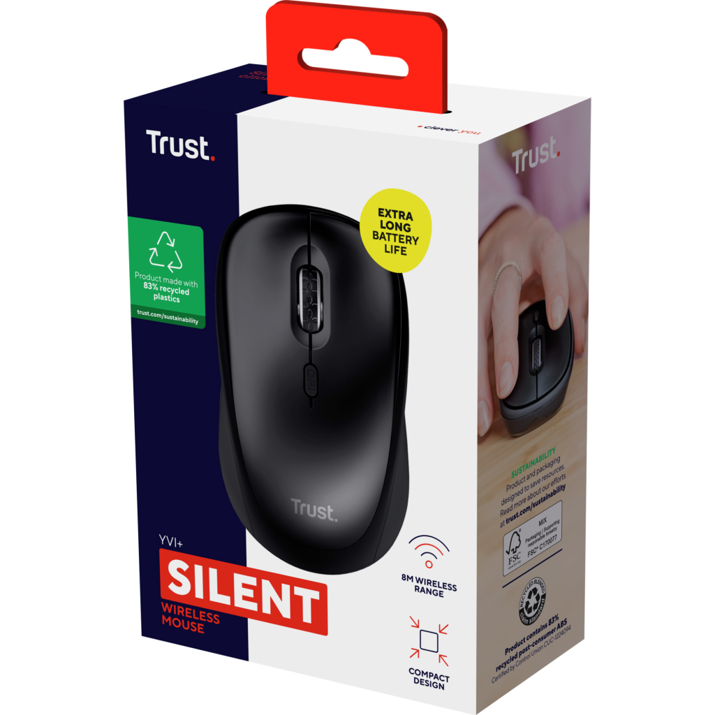 Мишка Trust Yvi+ Silent Wireless/Bluetooth Glossy Black (25512) - зображення 5