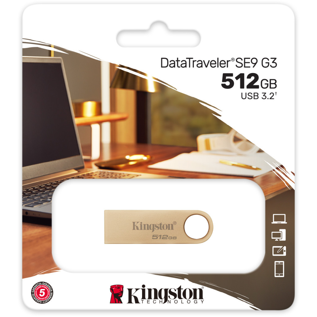 USB флеш накопичувач Kingston 512GB DataTraveler SE9 G3 Gold USB 3.2 (DTSE9G3/512GB) - зображення 5