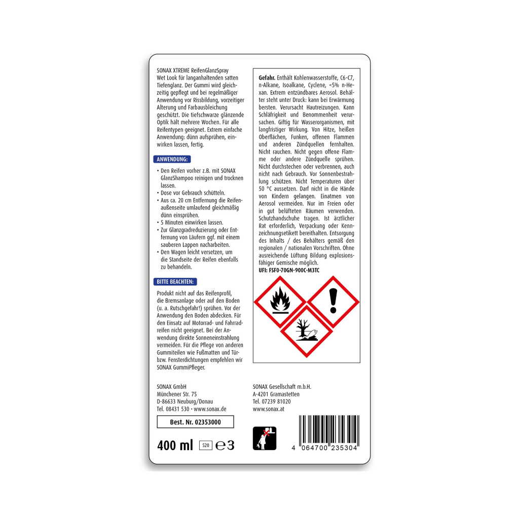Автомобільний очисник Sonax шин глянцевий XTREME Reifenglanzspray Wet Look (235300) - зображення 8