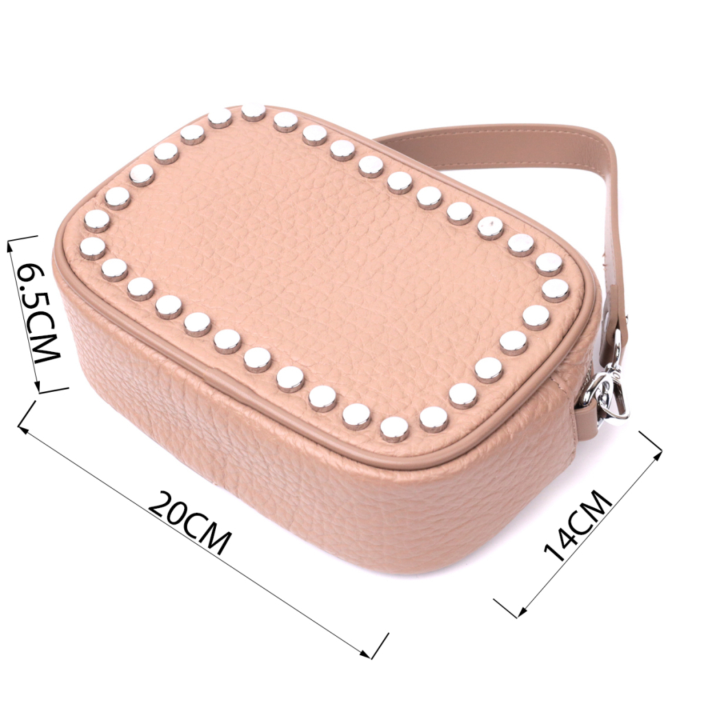 Сумка Vintage Жіноча шкіряна декорована металевими кнопками Бежева (22335) - зображення 3