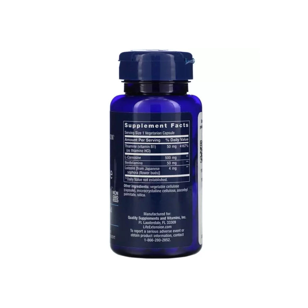 Вітамінно-мінеральний комплекс Life Extension Супер Карнозин, Super Carnosine, 500 мг, 60 вегетаріанських (LEX-20206) - зображення 2