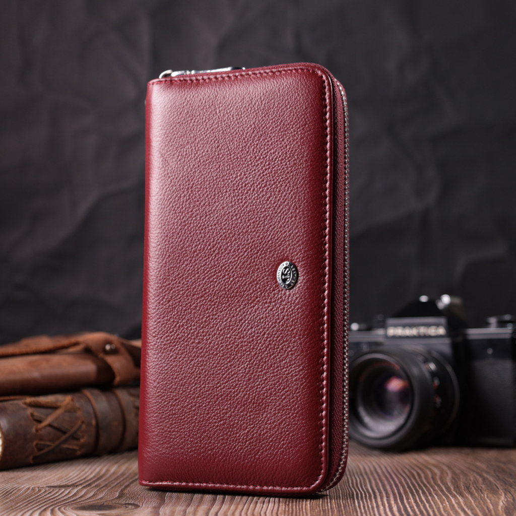 Гаманець ST Leather З натуральної шкіри Бордовий (22560) - зображення 8