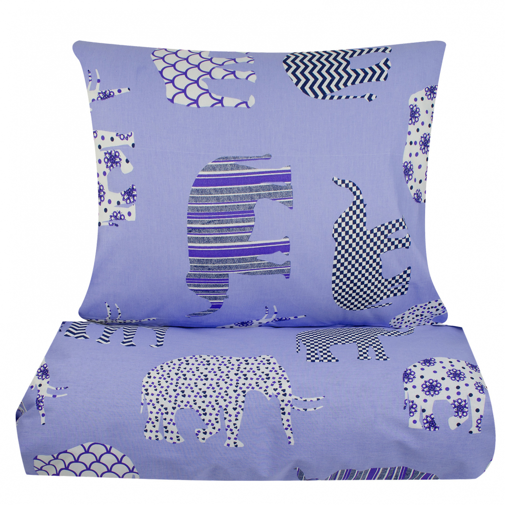 Постільна білизна Home Line Слони бузковий 70х70 см бязь полуторний (156314) - зображення 1