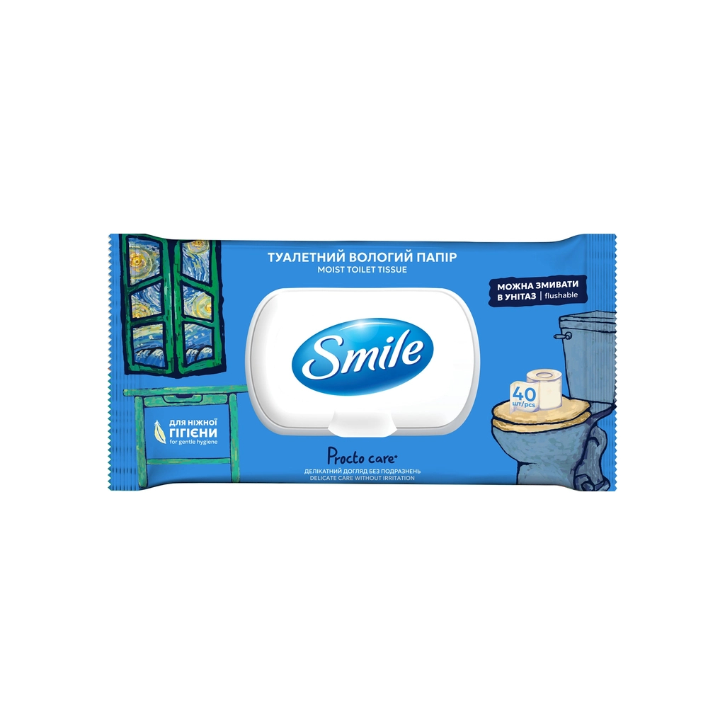 Туалетний папір Smile Procto Care Вологий 40 аркушів (4823071666076) - зображення 1