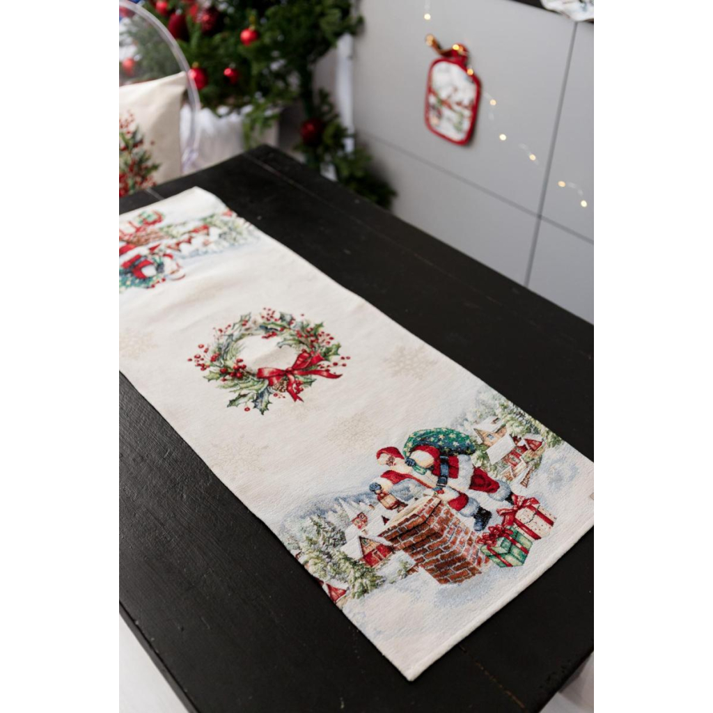 Доріжка на стіл Прованс гобеленова з велюром Снігова зима 35х100 см (036438) - изображение 2