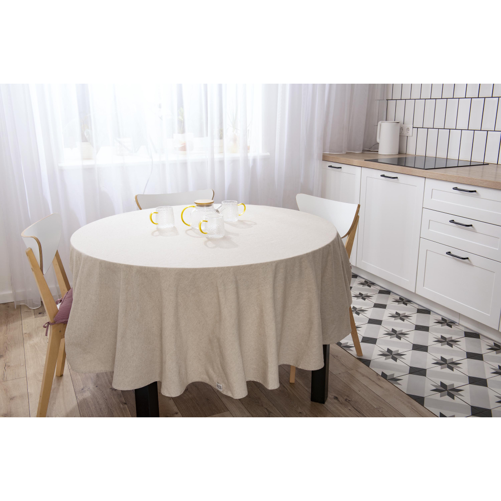 Скатертина Ardesto Oliver бежевий D-200 см, 100% бавовна (ART11OB) - зображення 2
