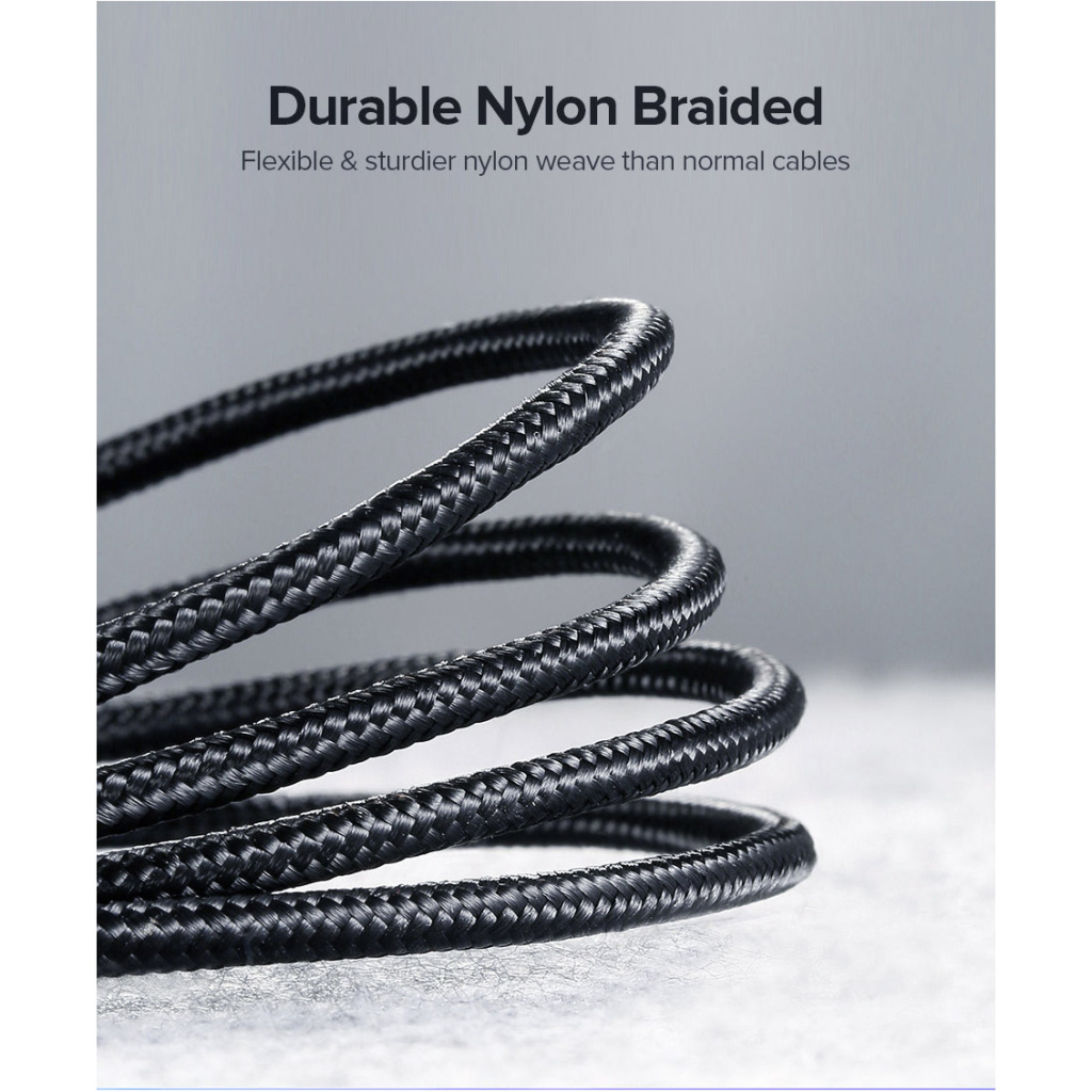 Дата кабель USB 2.0 AM to USB-C 0.25m 3A aluminum braid nickel plating black Ugreen (60124) - picture 8