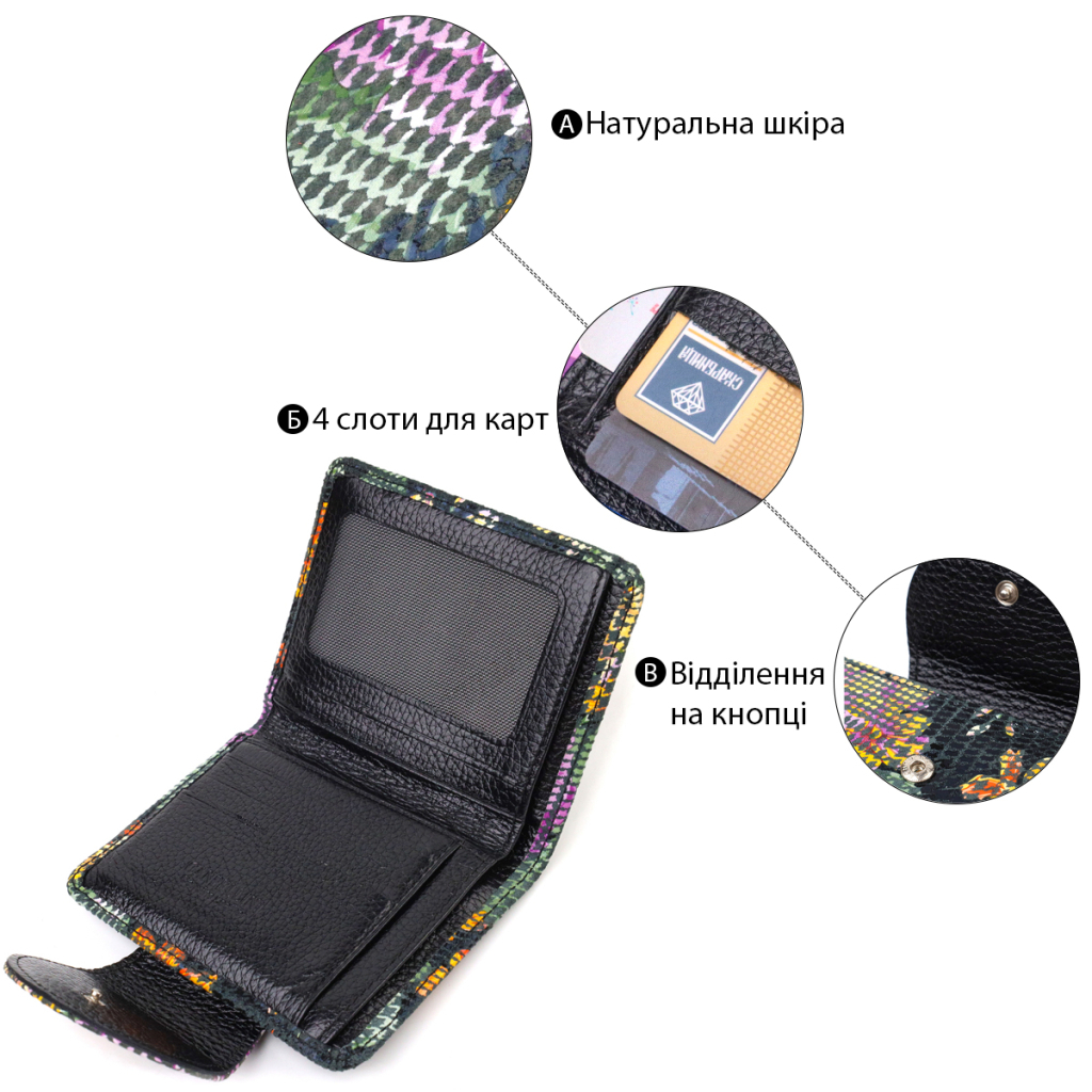 Портмоне Canpellini З натуральної шкіри Різнобарвне (21804) - зображення 4