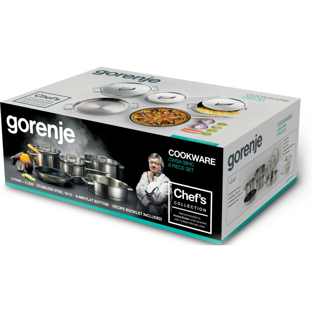 Набір посуду Gorenje Chef's Collection 8 предметів, нержавіюча сталь (CWSA08HC) - зображення 5