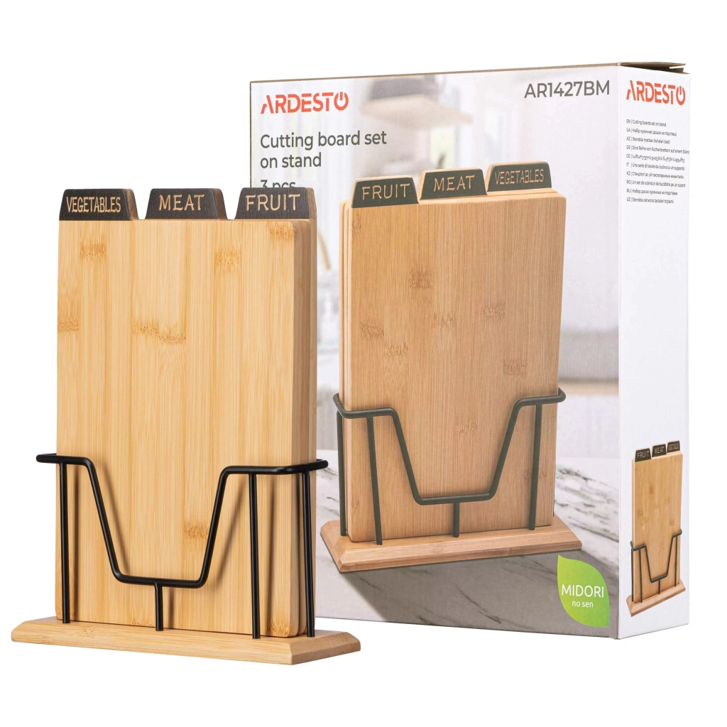 Дошка для нарізання Ardesto Midori 3шт, 23.5 х 7.5 х 27 см, бамбук, метал (AR1427BM) - зображення 6