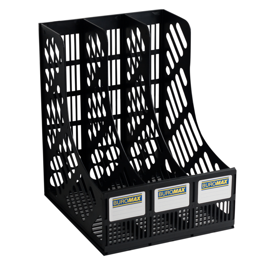 Лоток для паперів Buromax вертикальний 3 в 1 чорний (BM.6100) - зображення 1