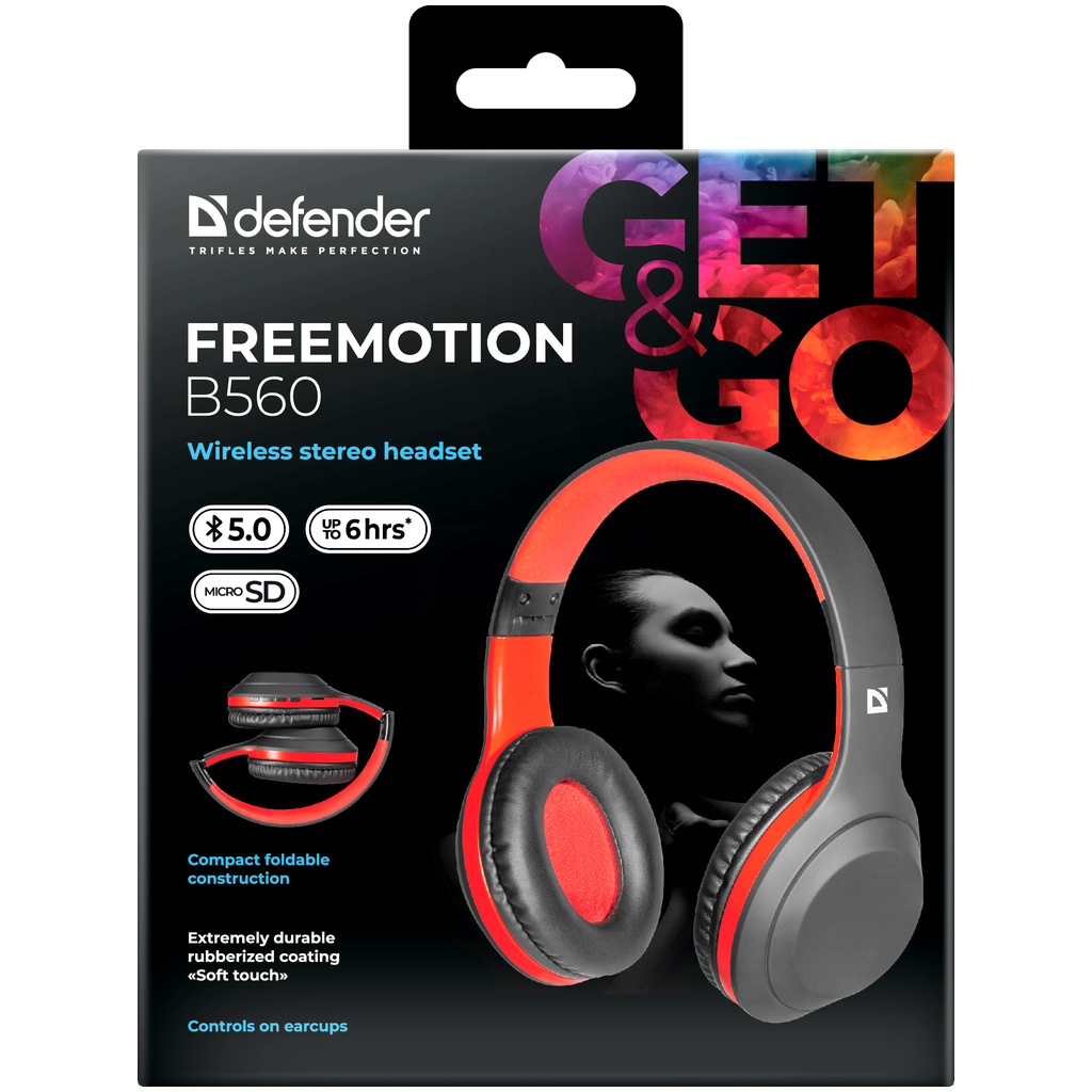 Навушники Defender FreeMotion B560 Bluetooth Black-Red (63560) - зображення 10