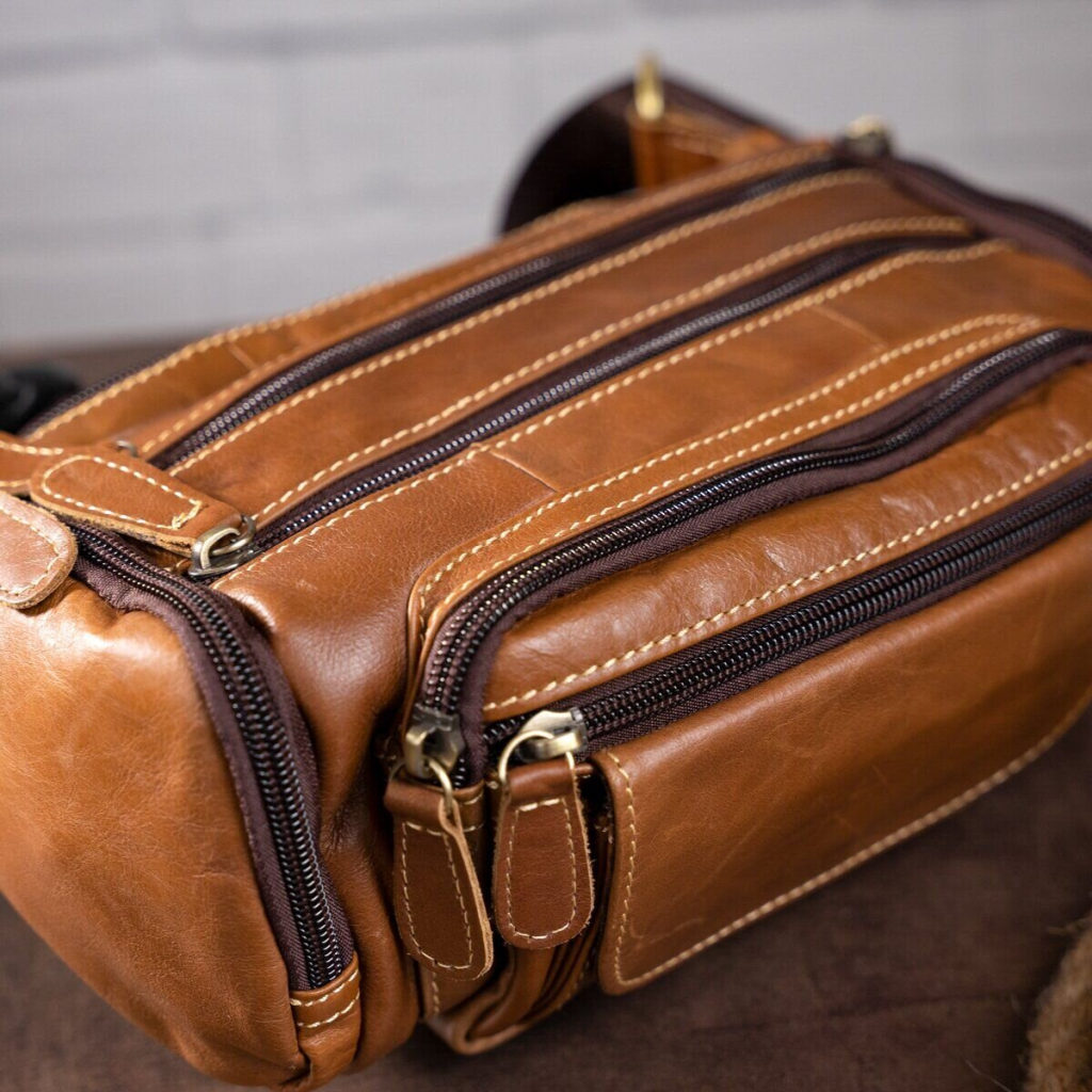 Сумка Vintage На пояс об'ємна Коричнева (14695) - зображення 8