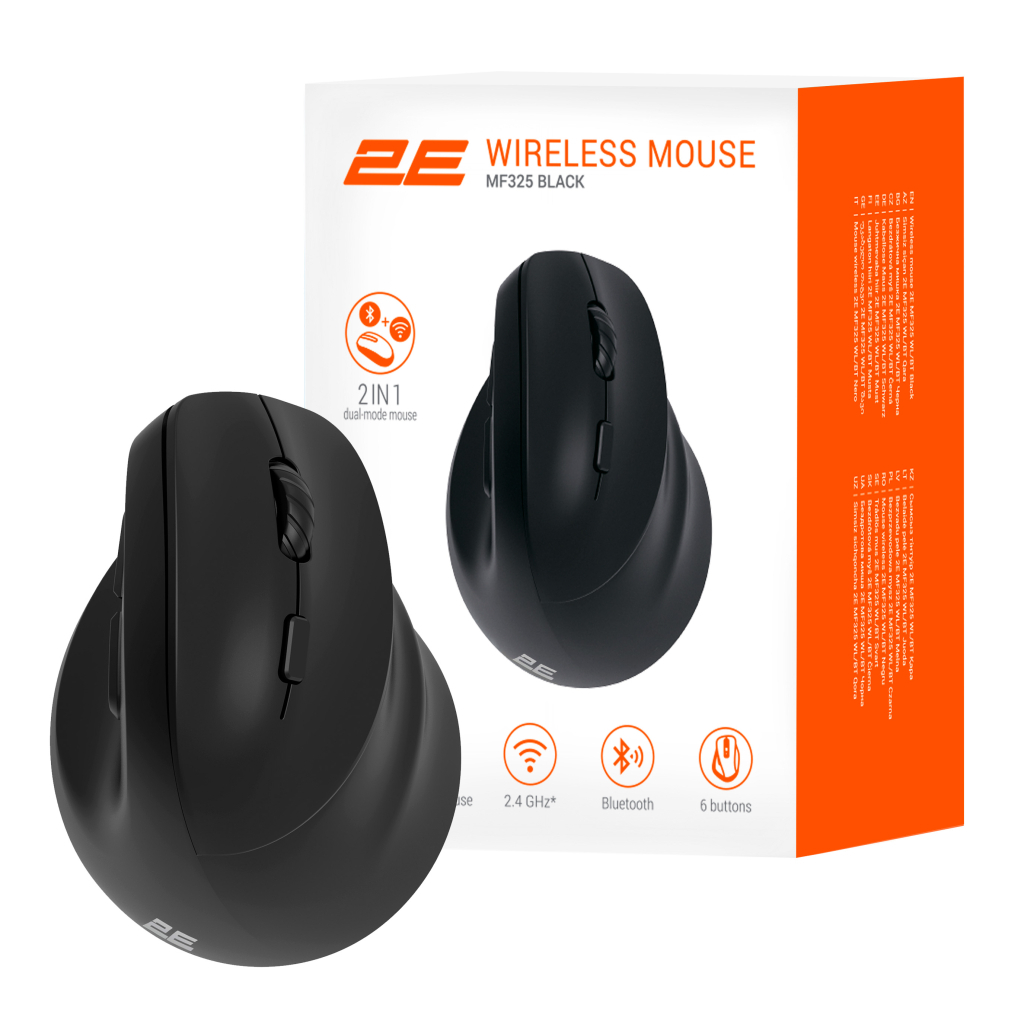 Мишка 2E MF325 Silent Wireless/Bluetooth Black (2E-MF325WBK) - зображення 8