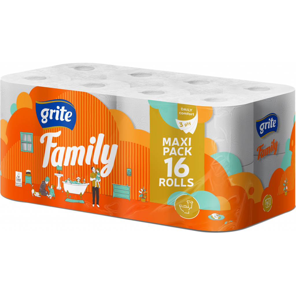 Туалетний папір Grite Family 3 шари 16 рулонів (4770023141115) - зображення 1