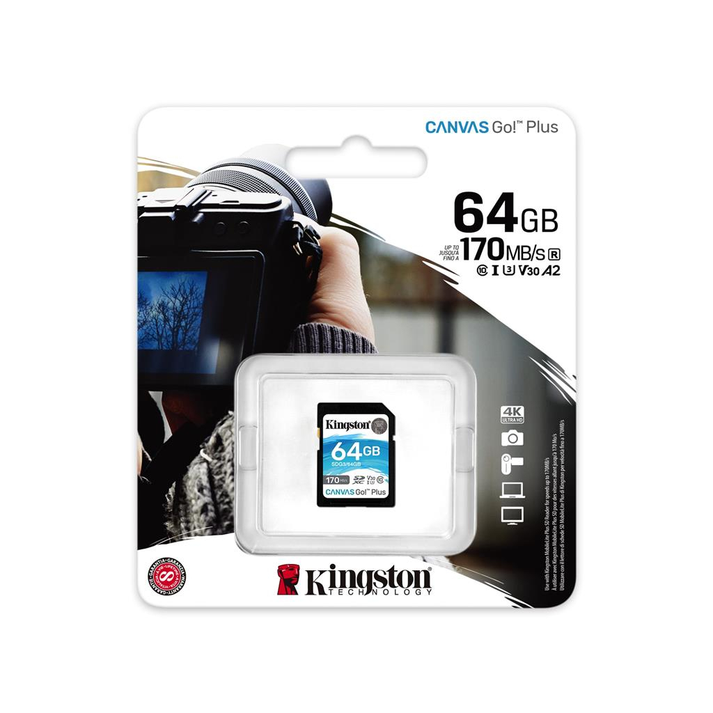 Карта пам'яті Kingston 64GB SDXC class 10 UHS-I U3 Canvas Go Plus (SDG3/64GB) - зображення 3