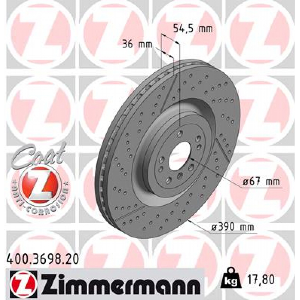 Гальмівний диск ZIMMERMANN 400.3698.20 - зображення 1