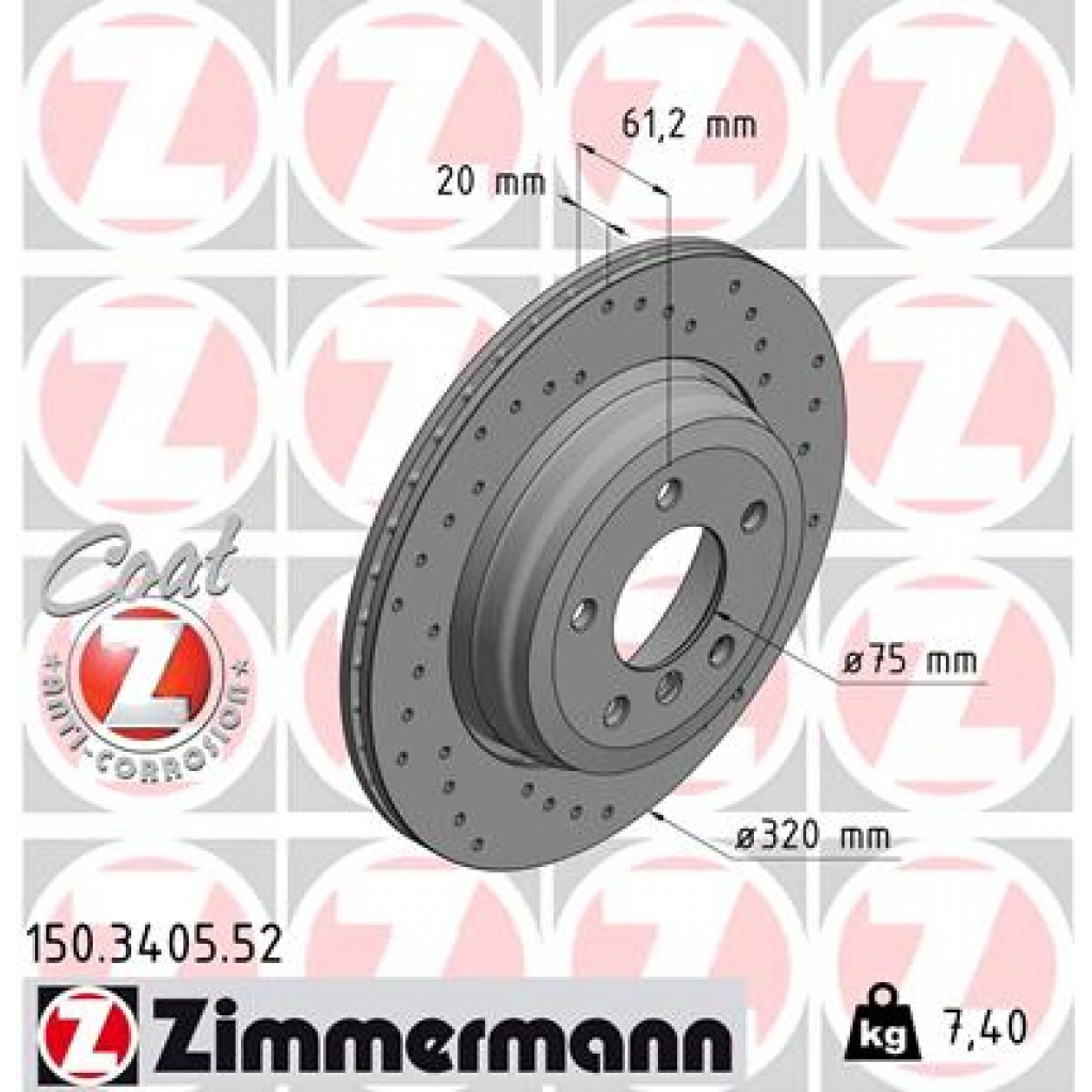 Гальмівний диск ZIMMERMANN 150.3405.52 - зображення 1