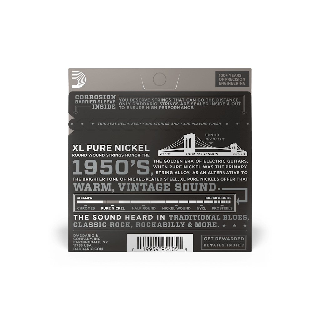 Струни для гітари D'Addario XL Pure Nickel Regular Light (10-45) (EPN110) - зображення 3