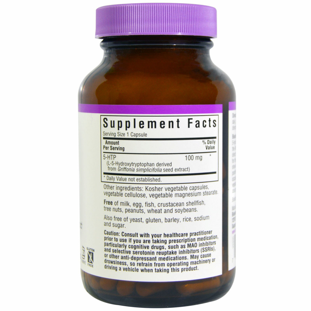 Амінокислота Bluebonnet Nutrition 5-HTP (Гідроксітріптофан), 100 мг, 60 капсул (BLB0051) - зображення 2