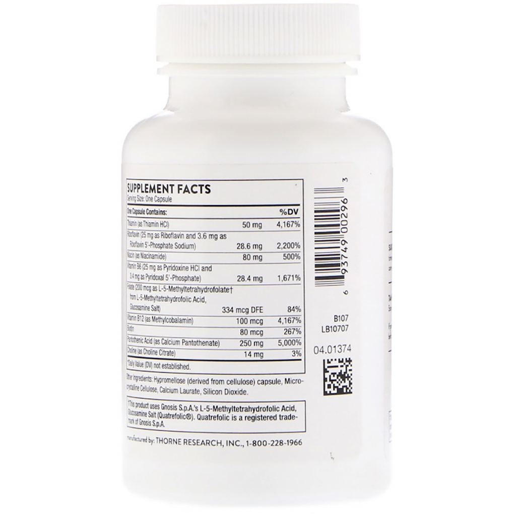 Вітамін Thorne Research B-Комплекс від Стресу, Stress B-Complex, 60 капсул (THR-00296) - зображення 2