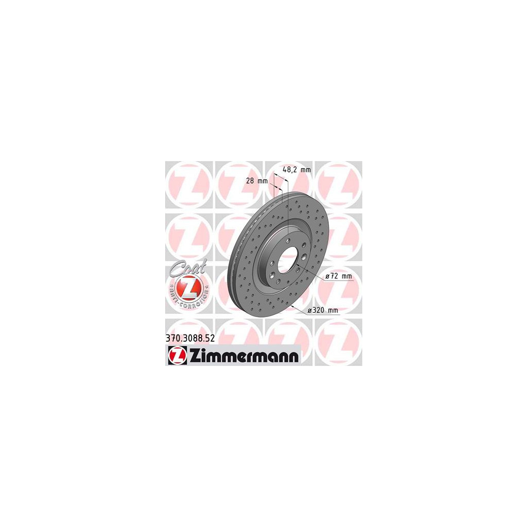 Гальмівний диск ZIMMERMANN 370.3088.52 - зображення 1