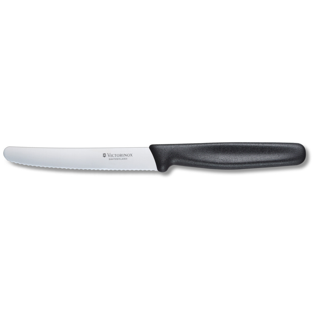 Кухонний ніж Victorinox Standart для овочів 11 см, з хвилястим лезом, чорний (5.0833) - зображення 1