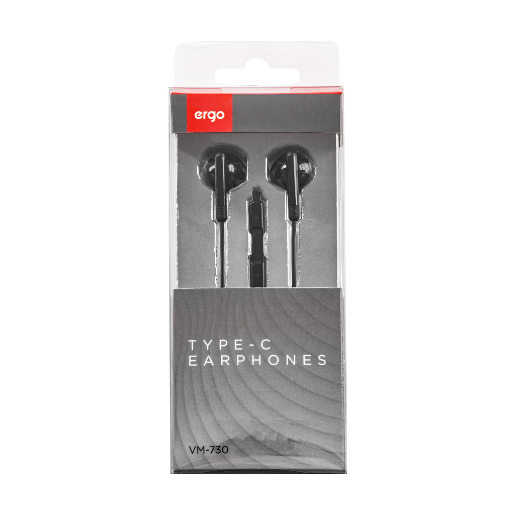 Навушники Ergo VM-730 Type-C Earphones Black (VM-730K) - зображення 2