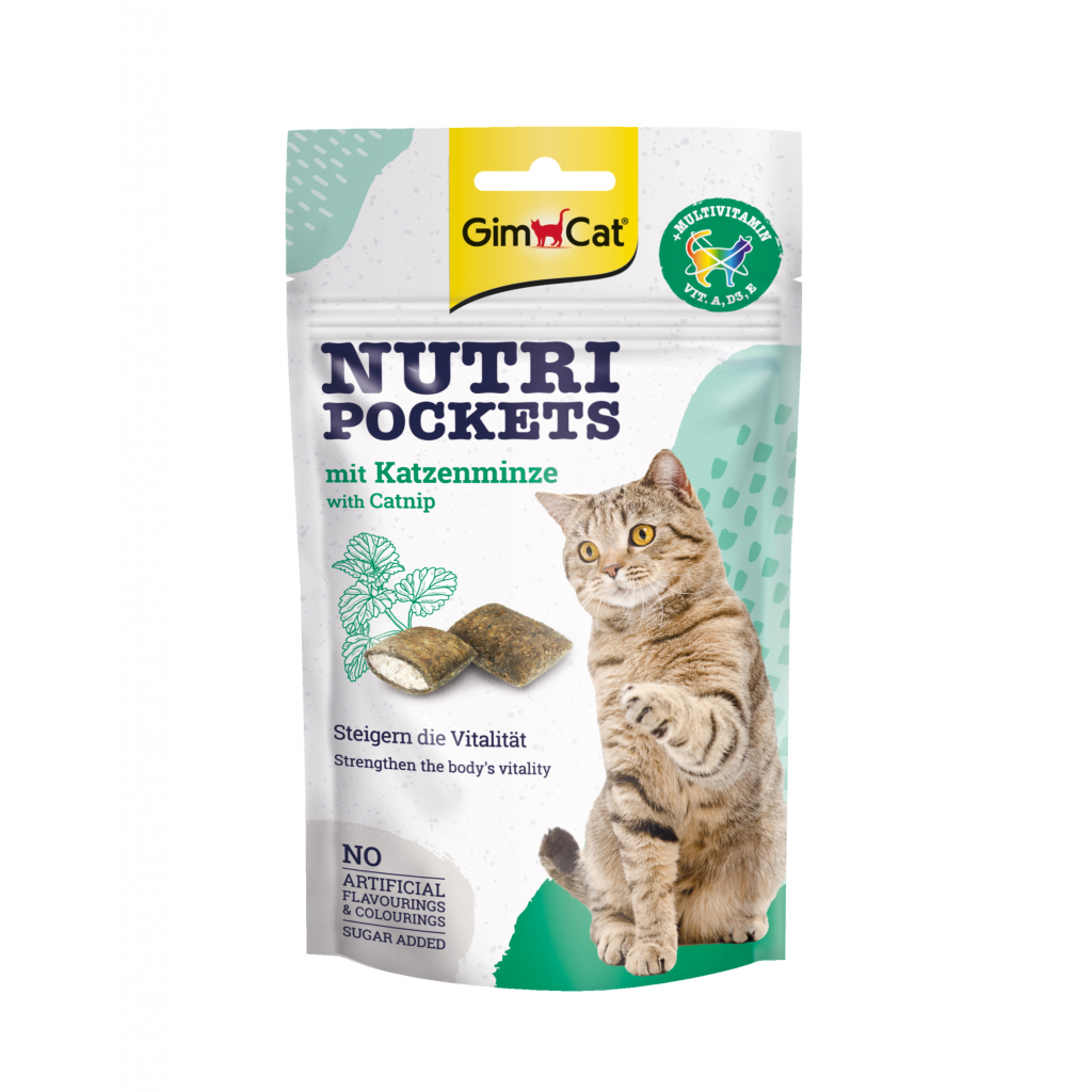 Ласощі для котів GimCat Nutri Pockets Котяча м'ята + Мультивітамін 60 г (4002064419190/4002064419282) - зображення 1