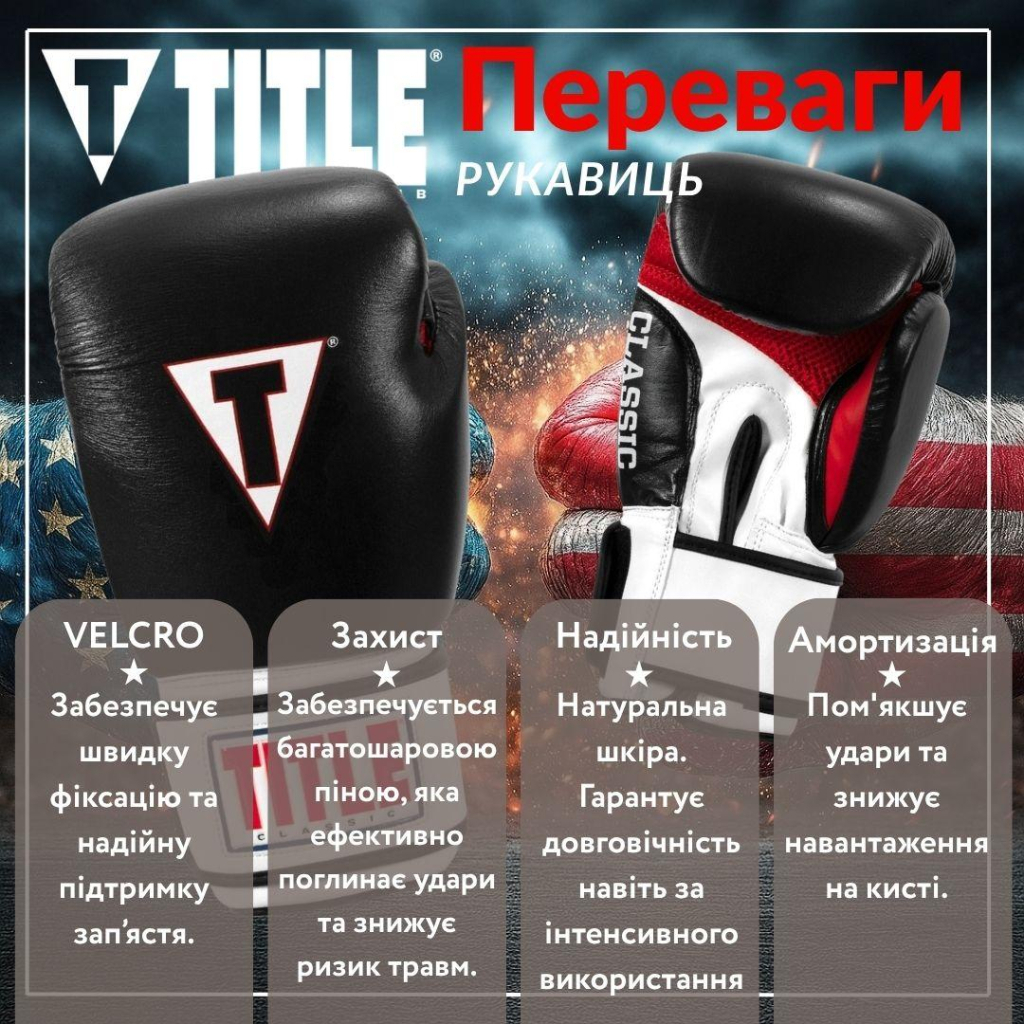 Боксерські рукавички Title Classic Leather 2.0 Black/White/Red M 12 oz (CSBGL2 M BK/WH/RD) - зображення 3