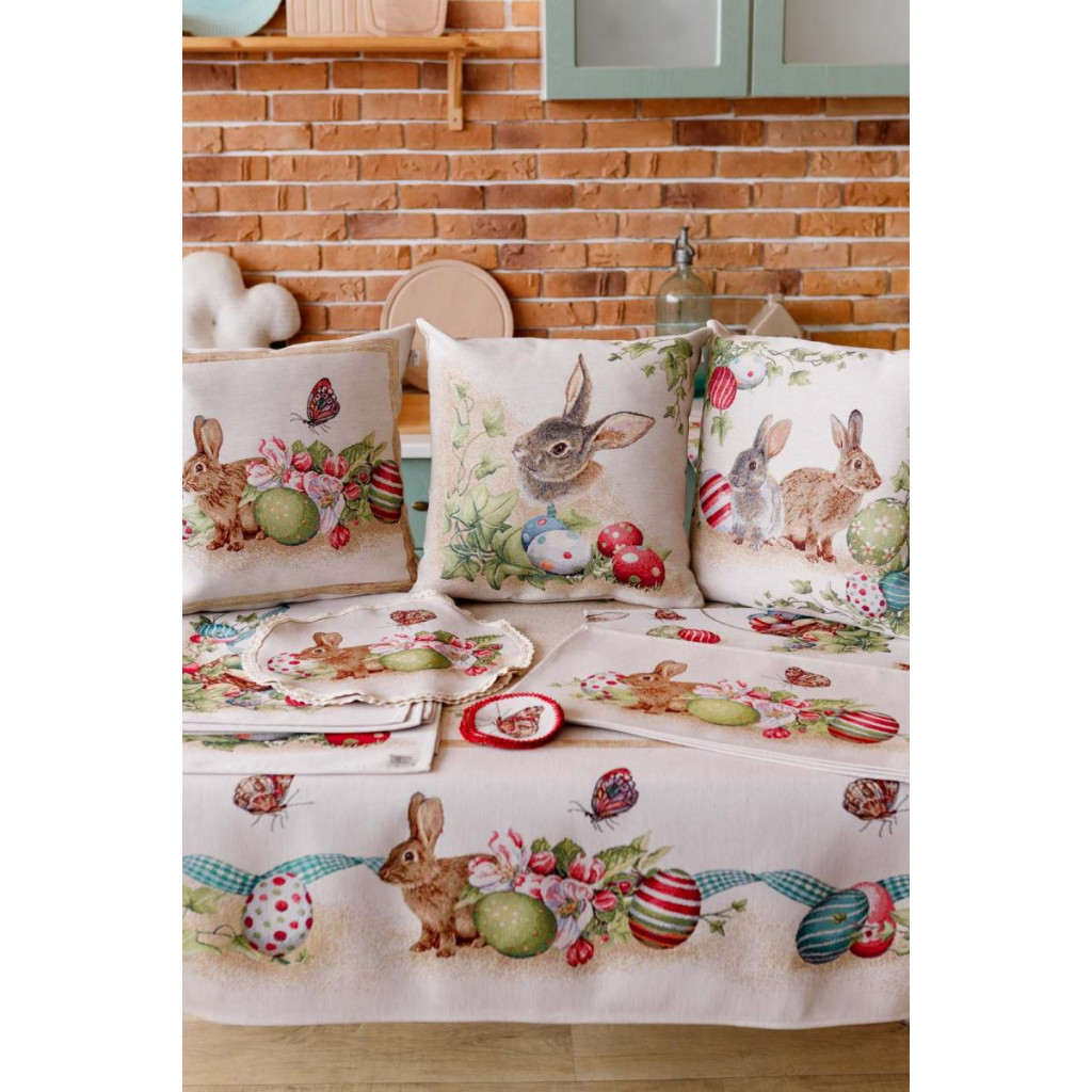Подушка Прованс декоративна гобеленова Заєць з писанками Веснянка 45х45 см (034268) - зображення 7