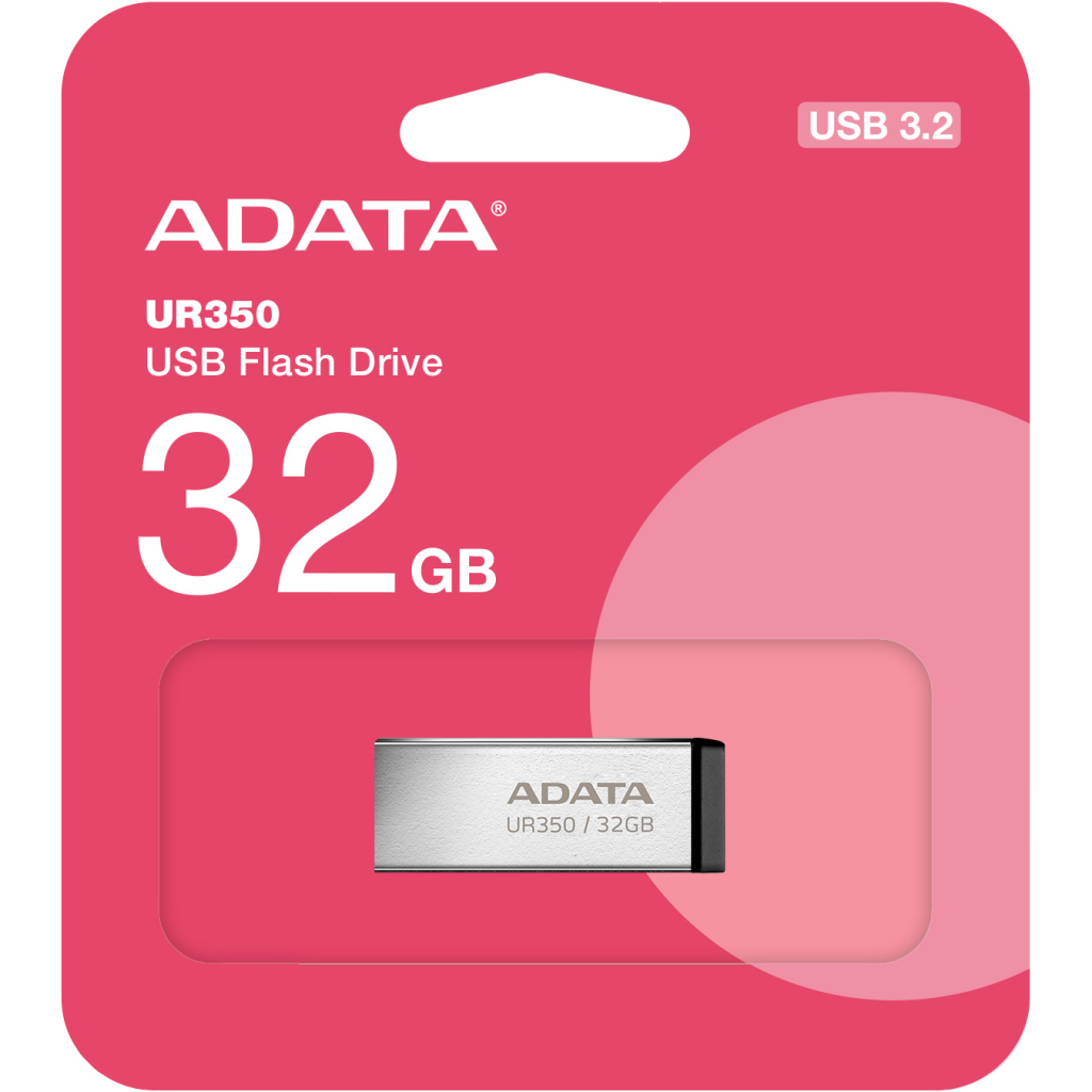USB флеш накопичувач ADATA 32GB UR350 Silver-Black USB 3.2 (UR350-32G-RSR/BK) - зображення 5
