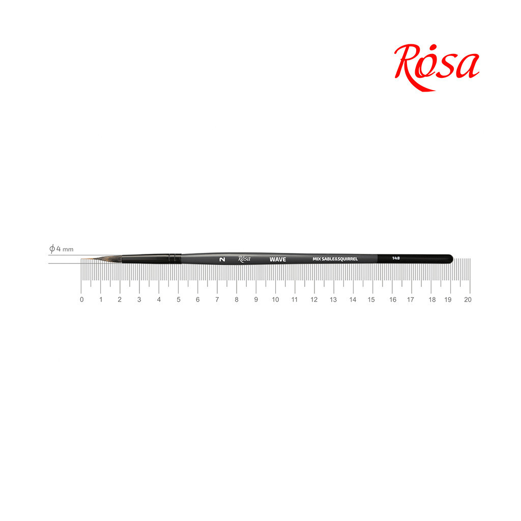Пензлик для малювання Rosa Мікс білка/соболь круглий, лайнер, WAVE 148, № 2 (4823098517061) - зображення 1