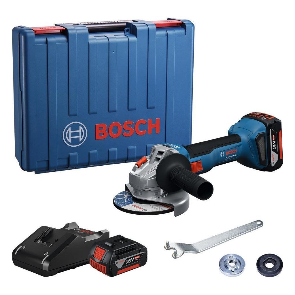 Шліфувальна машина Bosch GWS 18V-8 125мм, 18В, 2x4Ah, 0-11000об/хв, 1.7кг, кейс (0.601.9N9.020) - зображення 1