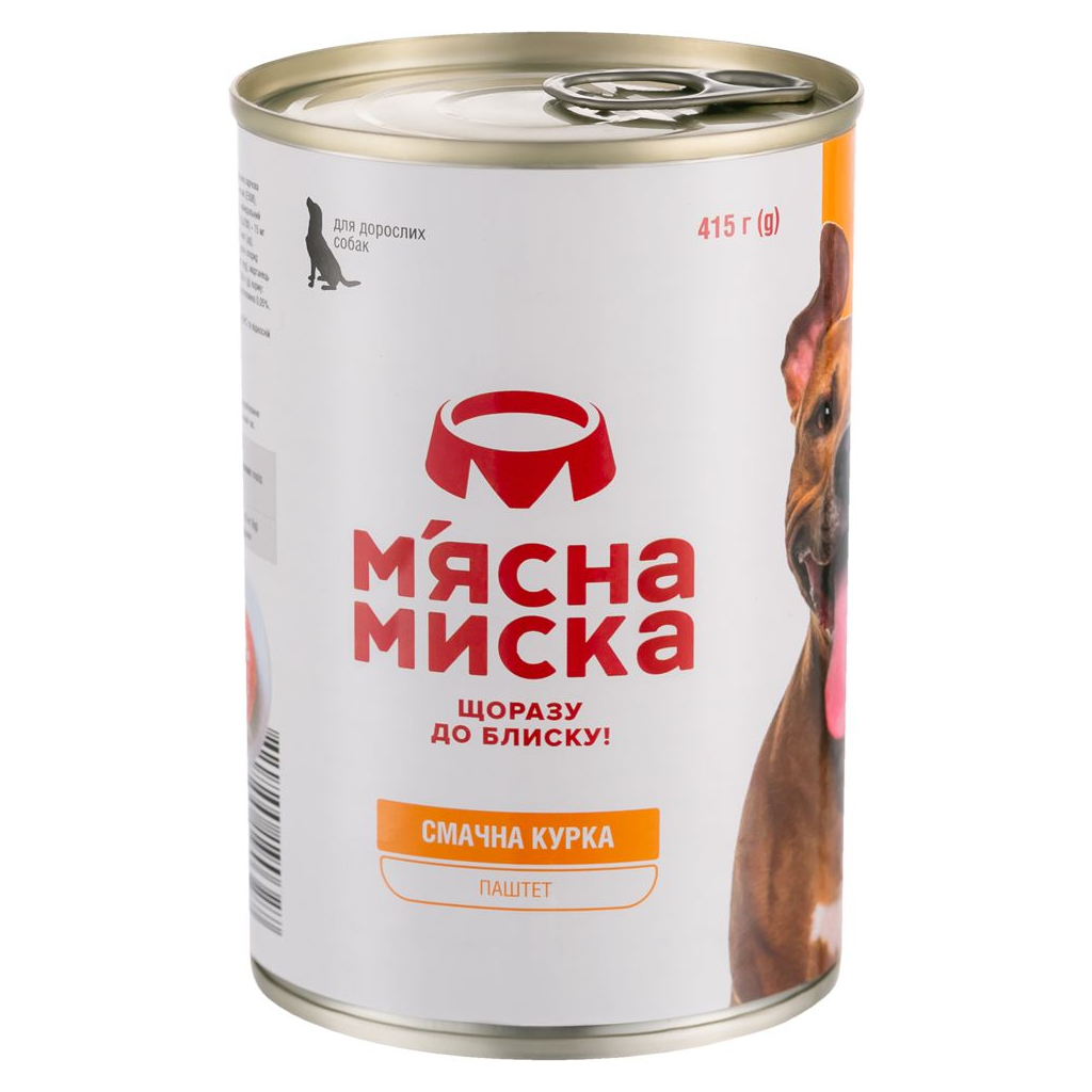 Консерви для собак М'ясна Миска паштет з куркою 415 г (4820255190327) - зображення 1