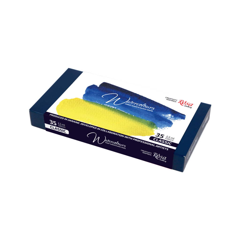 Акварельні фарби Rosa Gallery Класика в металевому пеналі 35 кольорів кювета (4823098536604) - изображение 1