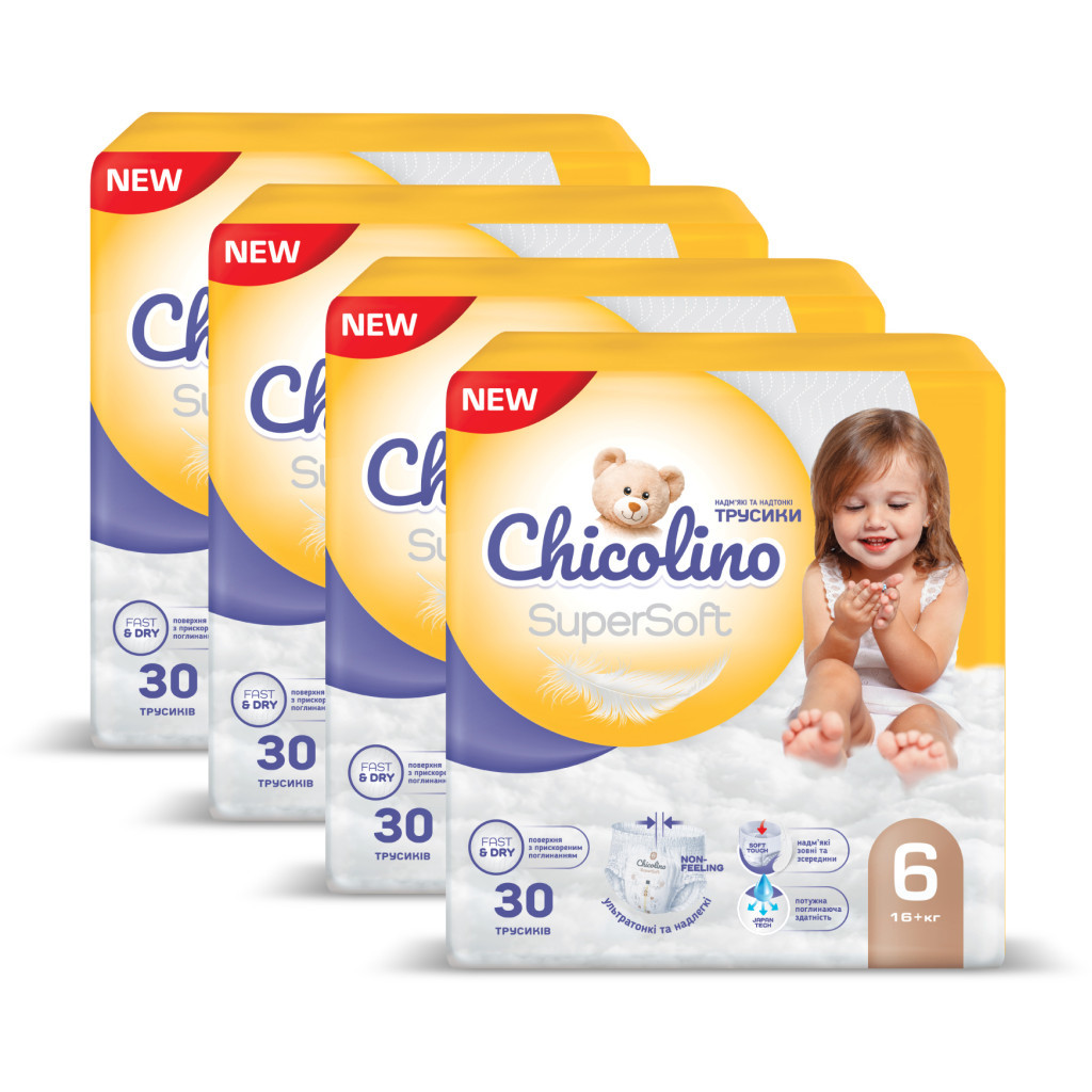 Підгузки Chicolino Super Soft Розмір 6 (16+ кг) 30 шт, 4 Упаковки (4823098414674) - зображення 8