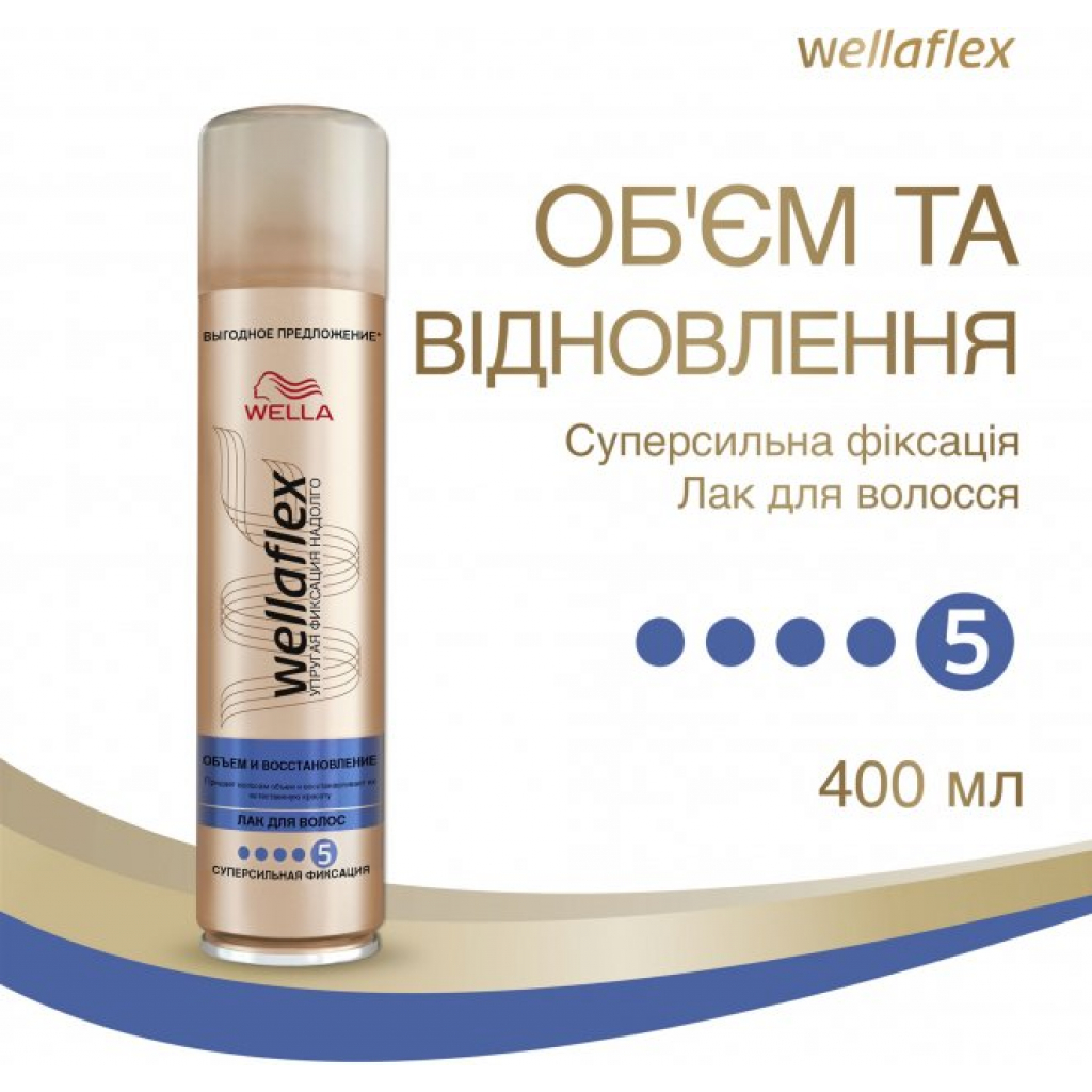 Лак для волосся WellaFlex Об'єм і відновлення суперсильної фіксації 400 мл (8001090264619) - зображення 1
