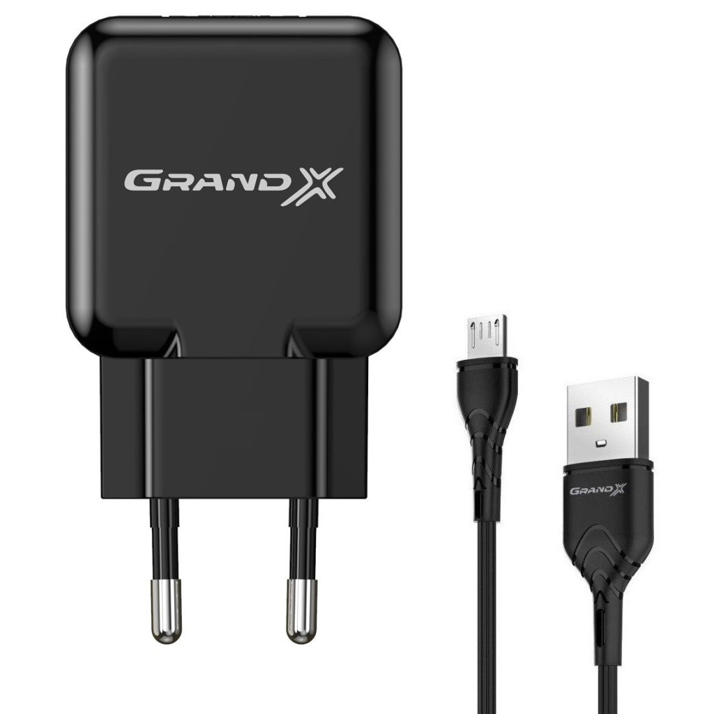 Зарядний пристрій Grand-X CH-03UMB (5V/2,1A + DC cable Micro USB) Black (CH-03UMB) - зображення 1