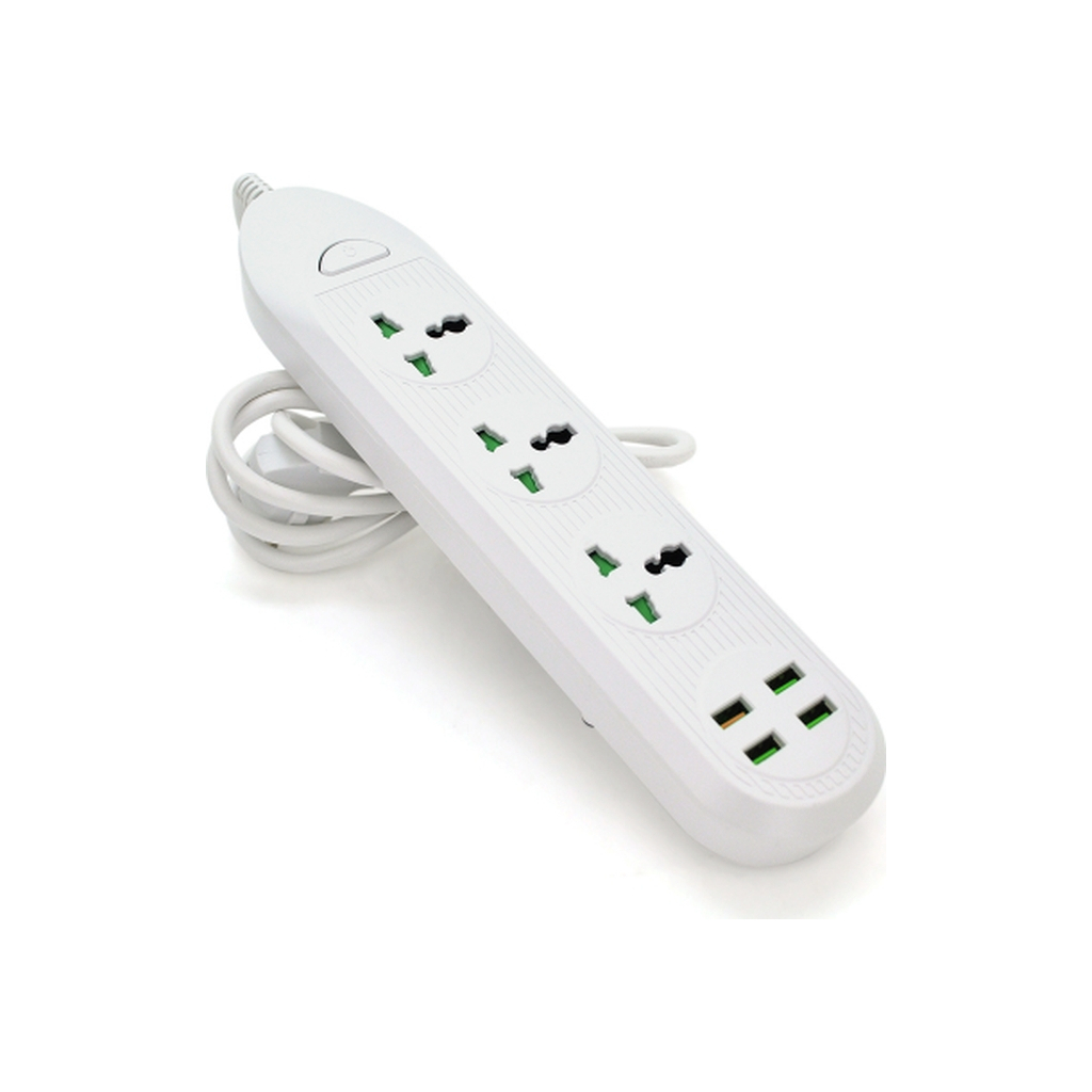 Мережевий фільтр живлення Voltronic TВ-Т16, 4роз, 3*USB White (ТВ-Т16-White) - зображення 1