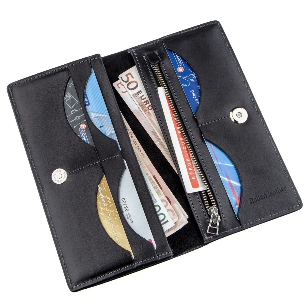 Гаманець Grande Pelle Унісекс на магніті Чорний (11212) - зображення 6