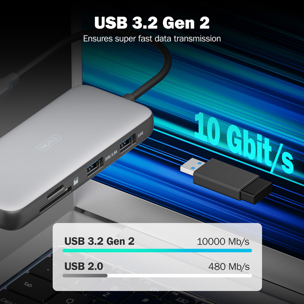 Порт-реплікатор Digitus USB-C > 2xHDMI/2xUSB-A/USB-C/SD/MicroSD/RJ54 (DA-70915) - изображение 8