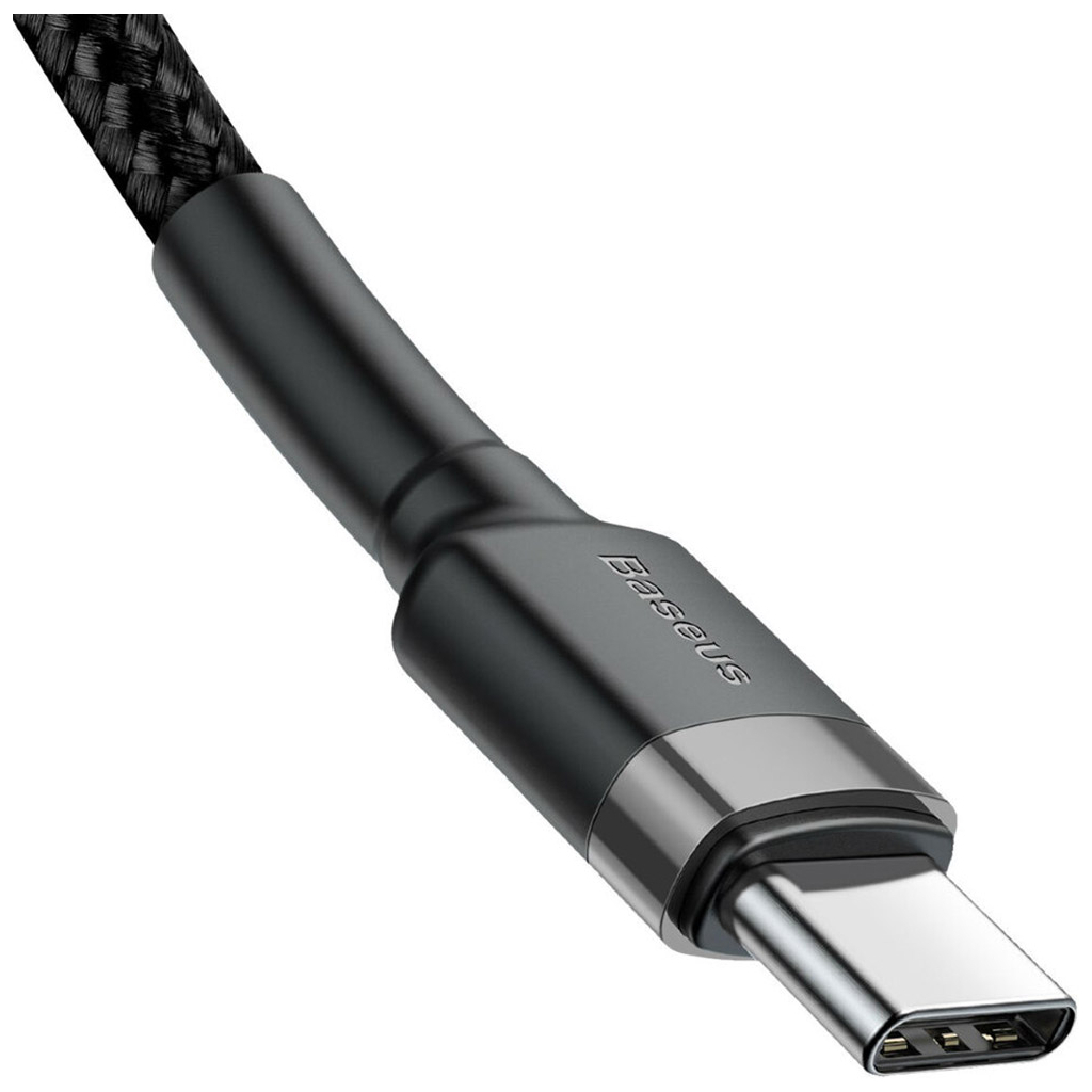Дата кабель USB-C to USB-C 1.0m 3A 60W Cafule Black Baseus (CATKLF-GG1) - зображення 3