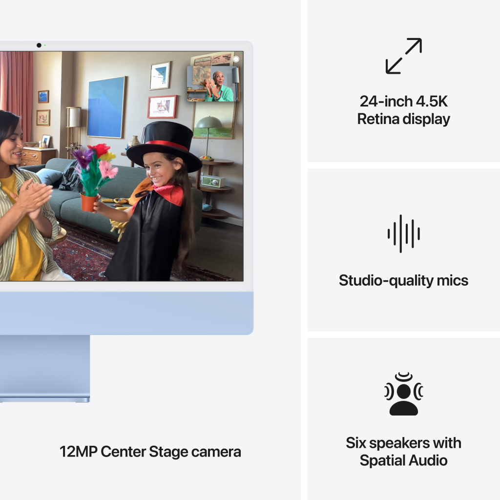 Комп'ютер Apple 24" iMac Retina 4.5K / Apple M4 (8-c/CPU, 8-c/GPU), 16, 256, Blue (MWUF3UA/A) - зображення 5