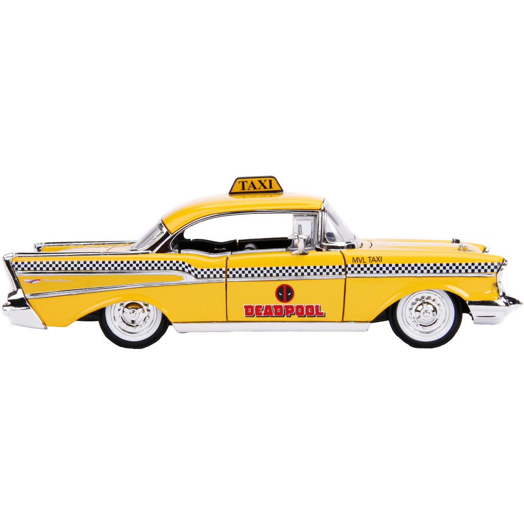 Машина Jada металева "Марвел. Жовте таксі" Чеві Бел Ейр (1957) з фігуркою Дедпула 1:24 (253225001) - зображення 9