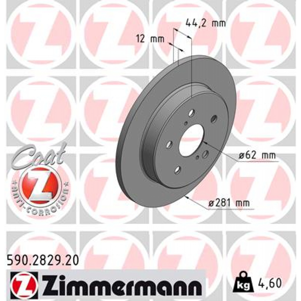 Гальмівний диск ZIMMERMANN 590.2829.20 - зображення 1