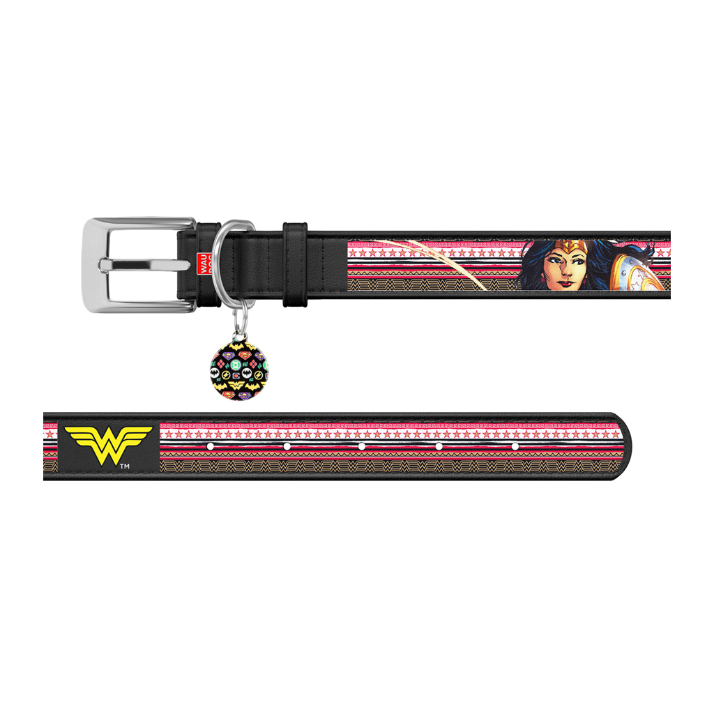 Нашийник для тварин WAUDOG Design з QR паспортом "Чудо-жінка" XXS Ш 12 мм Д 18-24 см чорний (0012-1009-01) - зображення 3